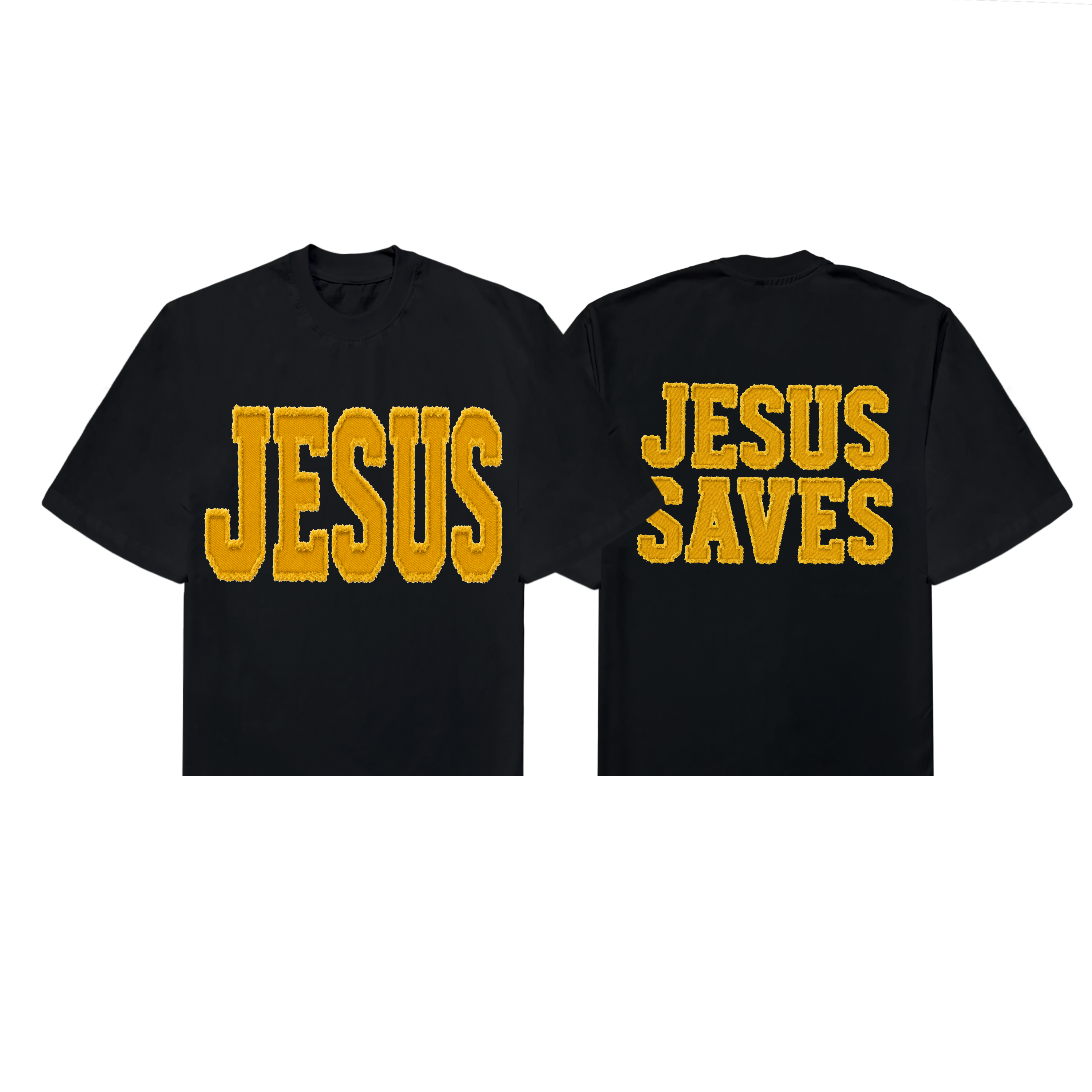 Jesus Saves Chenille Tee Black